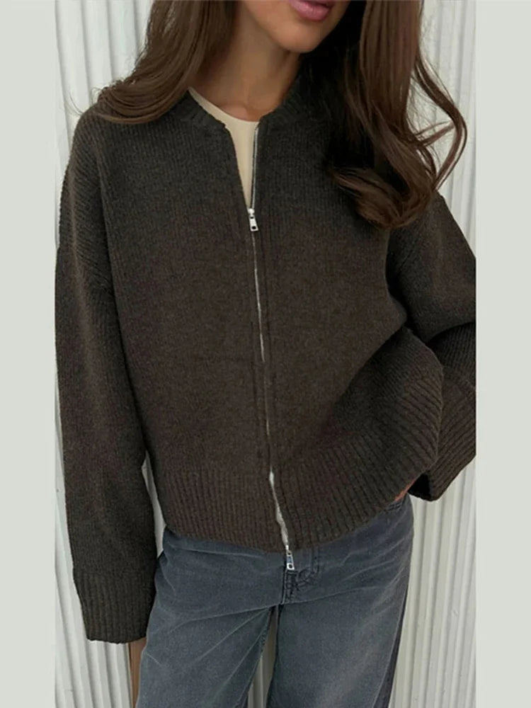 Jade | Casual Knit Zip-Up Cardigan