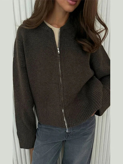 Jade | Casual Knit Zip-Up Cardigan